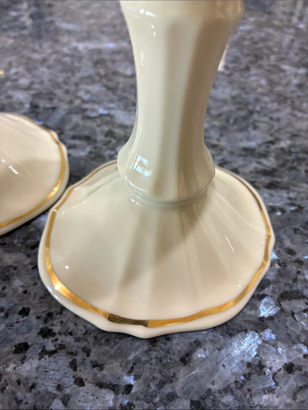 Lenox Symphony  Candle Holders with Gold Trim - Pair
